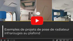Résumé Vidéo sur le sujet : Exemples de projets avec des radiateurs électriques rayonnants à infrarouge fixés au PLAFOND