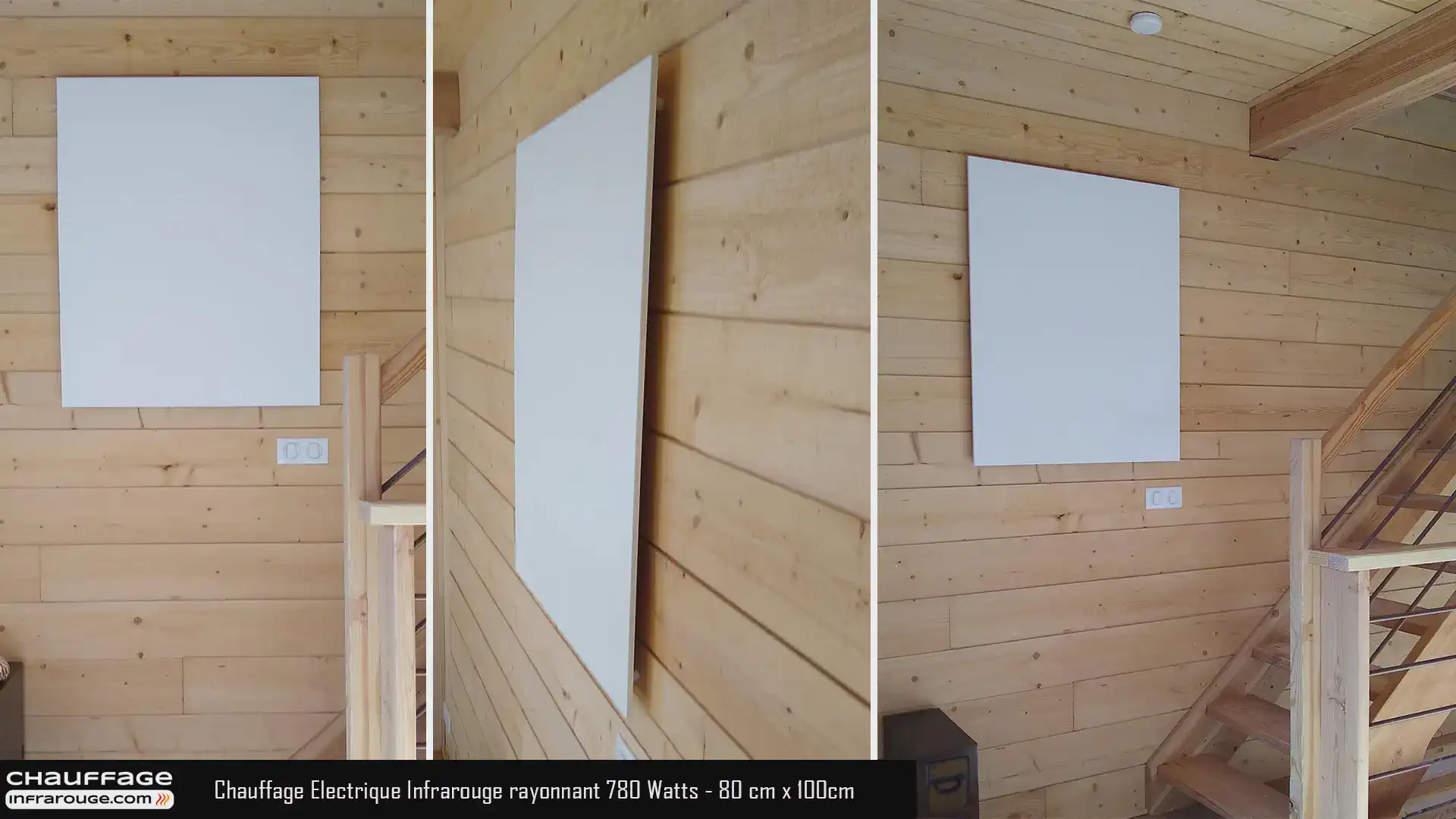 image title Radiateur électrique infrarouge extra plat 780 Watts - 80 x 100 cm pose verticale, horizontale, murale, plafond, rampants